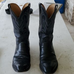 Lucchese black teju lizard boots GY1034.X18